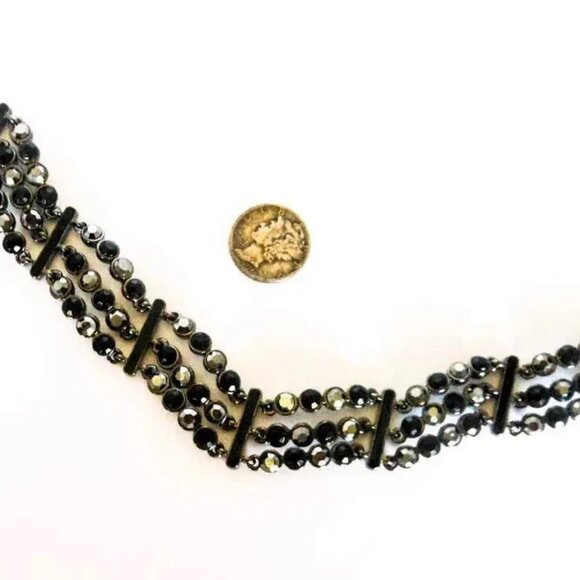 Vintage Hematite Multi-Strand 7.5" Bracelet - Picture 3 of 4